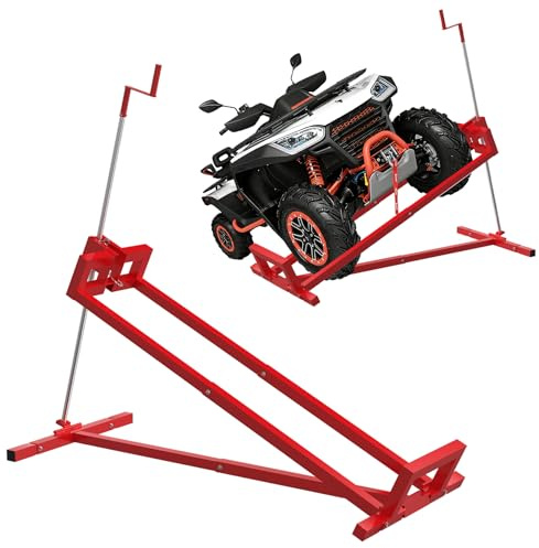 ACXIN Cric de tracteur de pelouse, 400 kg, dispositif de levage & plate-forme élévatrice, tondeuse autoportée avec inclinaison jusqu'à 45 °, pour tondeuse à gazon, aide au nettoyage, rouge