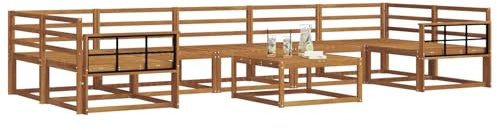 vidaXL Outdoor-Sofagarnitur 8 pcs Natur Massivholz Akazie, Ecksofa-Set aus Akazienholz, modernes Gartenmöbel, Flexibles modulares Sitzen für Terrasse und Hinterhof-Lounge, beige Stil