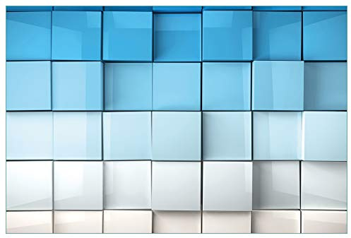 Wallario Küchenrückwand selbstklebend 90 x 60 cm, Motiv: Blau-weiße Kisten Schachteln Muster | Spritzschutz abwischbar & pflegeleicht