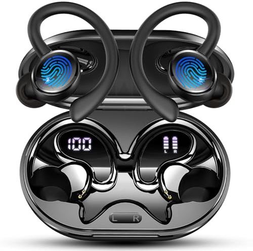 2026 Nueva Auriculares Inalambricos Deportivos, Auriculares Bluetooth 5.4 HiFi Estéreo con 4 HD Mic, 50H Cascos Inalambricos Bluetooth con Cancelacion Ruido ENC,IP7 Impermeable Cascos, Pantalla LED