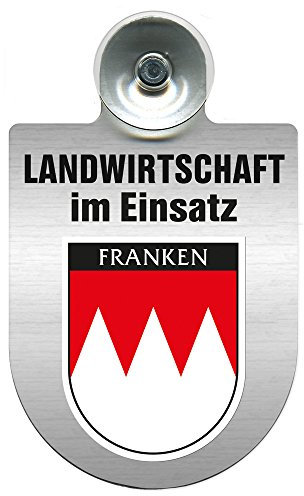 Einsatzschild für Windschutzscheibe incl. Saugnapf - Landwirtschaft im Einsatz - Wappen nach Wahl - 309460 Farbe Region Franken