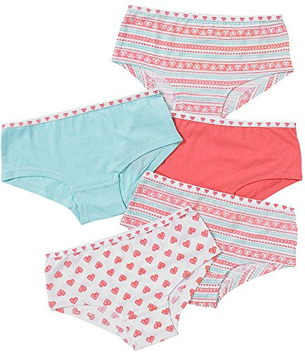 Just Essentials Girls Back To School 5 Pack Cotton Hearts Print Hipster Briefs UK Seller