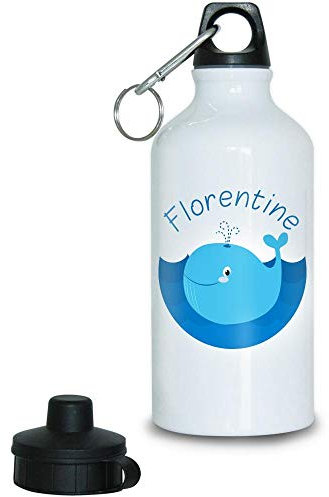 Eurofoto Trinkflasche mit Namen Florentine und Motiv mit Blau-Wal für Mädchen | Motiv-Trinkflasche | Kinder-Aluflasche