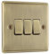 BG Electrical Triple Wall Light Switch, 2 Way, Raised and Slim Profile, Round Edges, Nexus Metal, Antique Brass, 20A, 16AX, NAB43