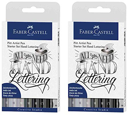 Faber-Castell 267118 - Tuschestift Pitt Artist Pen Lettering Starter Set, 8er Etui (Starter Set Doppelpack)