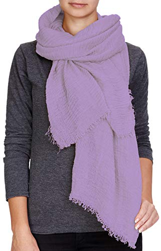 PiriModa Damen Uni Herren XXL Schal 200x100cm Halstuch Tuch Stola Schultertuch Baumwolle (Flieder)
