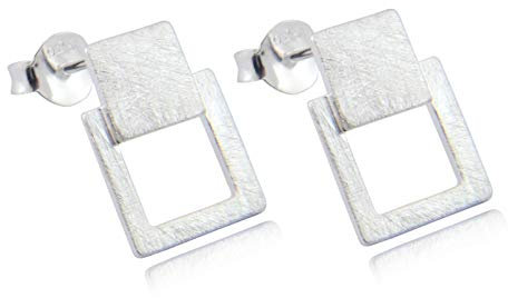 Nature Rebel Ohrring Stecker 925 Sterling Silber gebürstet eckig quadratisch minimalistisch