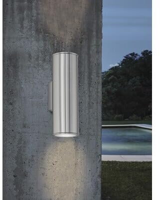 EGLO LED Wandlampe Riga, Wandleuchte außen, Außenleuchte aus Edelstahl, Außenlampe mit GU10 Fassung, IP44, 20 cm