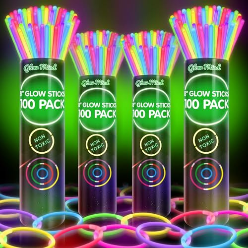 400 Glow Sticks Bulk Party Pack, 8 Halloween Glow Bracelets and Necklaces