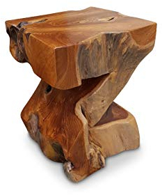 Wurzelholz Beistelltisch PALU - 40cm massiver Teak Hocker - geeignet als Podest, Blumenständer oder Nachttisch für Wohnzimmer, Flur, Diele, Schlafzimmer oder auch Wintergarten