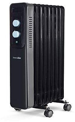 UNIVERSALBLUE Calefactor Eléctrico de Aceite Bajo Consumo | Radiador Aceite Negro 1500W | 9 Elementos Calefactores | 3 Potencias | Silencioso | Sistema de Seguridad | Termostato Ajustable