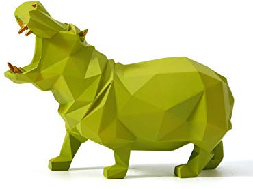 HAUCOZE Nilpferd Arts Skulptur Modern Figuren Statue Tier Geschenk Dekor Polyresin Grün 18cm