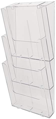 Exacompta - Réf. 74358D - Lot de 2 distributeurs de prospectus - Format A4 vertical - 3 compartiments profondeur de 26 mm - A fixer au mur - Dimensions : 17,5 x 23,8 x 50,4 cm - Transparent