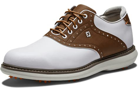 FootJoy Traditions, Zapatos de Golf Hombre, Blanco/Tan, 40.5 EU