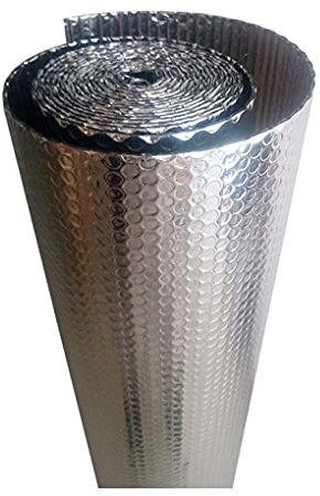 NAKAN Reflektierende Alu-Luftpolsterfolie Isolierrolle, 5mm Aluminiumfolie Thermo Dampf und Luftdichte Barriere Dampfsperre für Wände Gewächshäuser Hütten(Size:1x30m(3x98ft))