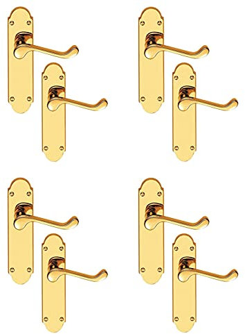 Haven Heritage Latch Door Handle Brass Finish Epsom Style Victorian Scroll 4 x Pairs