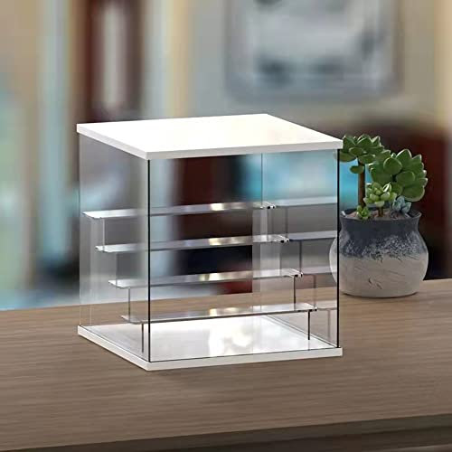 Nynelly 5 Stufen Vitrine für Sammlung, Acryl Aufbewahrungsbox, Würfel-Organizer, Staubschutz für Funko Pop Figures Spielzeug, Weiß, 12,6 x 11,8 x 12,8 Zoll (L x H)