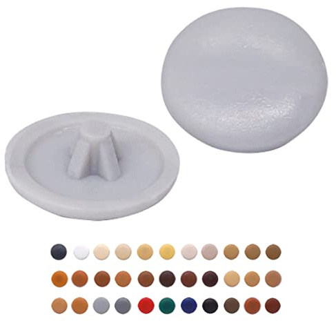 (Lot de 50 pièces) Capuchons de cache-vis Pozi diamètre 12 mm, Couvercles en plastique à clipser pour tête Pozidriv, Capuchons décoratifs pour meubles (50, Gris S24)