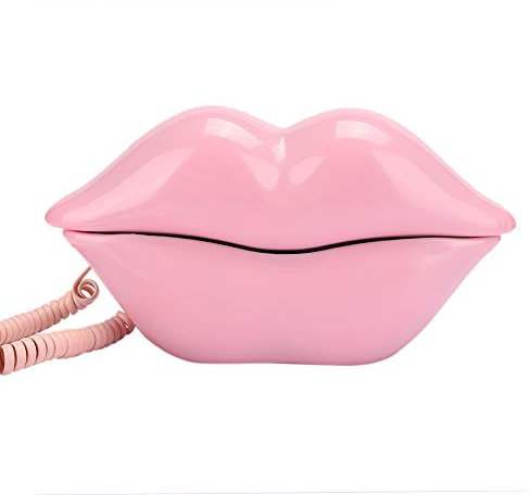 Telefono a bocca rosa con cavo, telefono nuovo con disegni animali a forma di labbra, linea fissa con cavo reale, bello per decorazione di mobili da ufficio in casa (rosa)