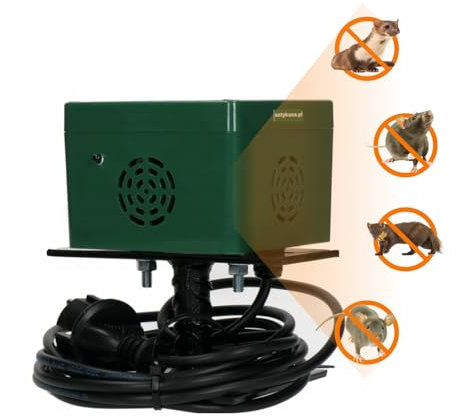 Ahuyentador de Animales por ultrasonido para martas, Ratas, Ratones, fácil de Instalar, Dispositivo de Alta frecuencia, Alcance de hasta 320 m², protección de casa, Garaje y Aparcamiento.