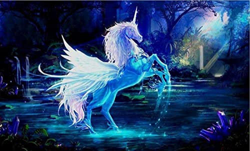 Blaues Kristallweißes Pferd Einhorn Tapeten Wohnkultur fototapete 3d effekt Wohnzimmer Schlafzimmer kinderzimmer-300cm×210cm