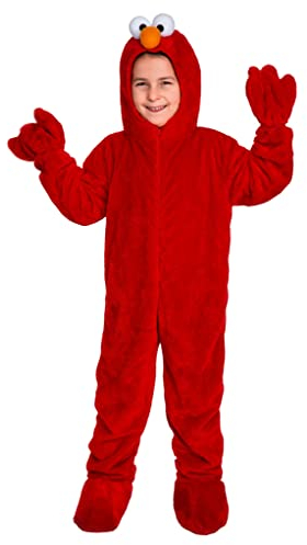Die Sesamstraße Elmo Kinderkostüm - rot - Kindergröße: 98-104 - Verkleidung Karneval, Halloween, Motto-Party