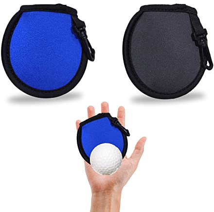 YISNTF Golf Ball Cleaner Pouch, 2 Pack Golf Ball Washer Pocket Pouch with Carabiner, Golf Ball Bag, Golf Accessories, Golf Gifts for Men, Mens Gifts, Fit for Golf Carts Belt Golf Bag