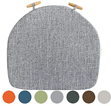 JORAsa Stuhlpolster für Esszimmerstühle, 4er-Set, Ersatzkissen für Esszimmerstühle, waschbare Sitzkissen für Küchenstühle, U-Form, individuelle Sitzkissen für Esszimmer, verformungsfrei grau