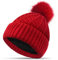 FORVEVO Mütze Damen Winter, Beanie Damen mit Fleece Gefüttert, Warme Wintermütze, Strickmützen mit Bommel für Outdoor Laufen Skifahren (Rot)