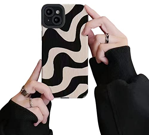 Ownest Handyhülle Kompatibel mit iPhone 15 Plus Hülle Fashion Wave Simple Cute Zebra Stripes Aesthetic Muster Wellen Design Men Frauen Mädchen TPU PC Weiche Silikon Kamera Schutzhülle