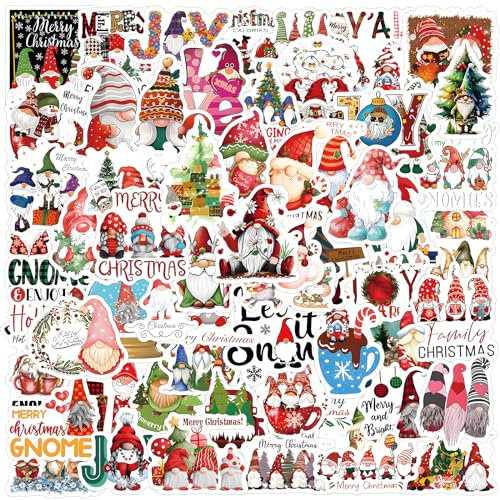COLOFALLA 60 Stück Gnome Weihnachtsaufkleber Weihnachtssticker Weihnachtsdeko Weihnachten Sticker Aufkleber Xmas Deko für Geschenke Kinder Christmas Geschenk Wasserdicht Wiederverwendbar
