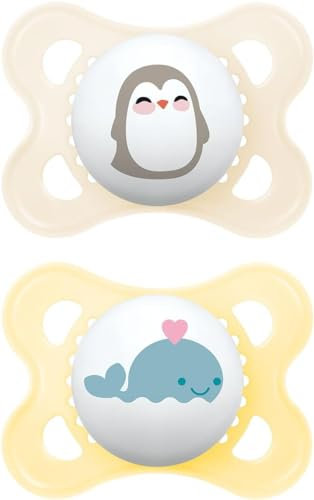 MAM Original Soothers | 0-6 Months | 2 Pack | Comes in Dummy Steriliser Case | Sustainable Materials | Baby Accessories | Cream (Various Designs)