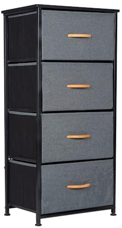 Panana Dresser Storage Tower Bedroom Cabinet Stand with Removable Fabric Drawers Bins for Closet - Steel Frame, Wood Top Organizer for Bedroom, Entryway, Closet, (4 Drawer)