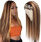 Headband Wig Human Hair Straight Perücke Damen Echthaar No Lace Echthaar Perücke Wear and Go Glueless Wigs Human Hair Wig 150% Density Headband Wigs P4/27 Hilight Wig 18 Inch (45cm)