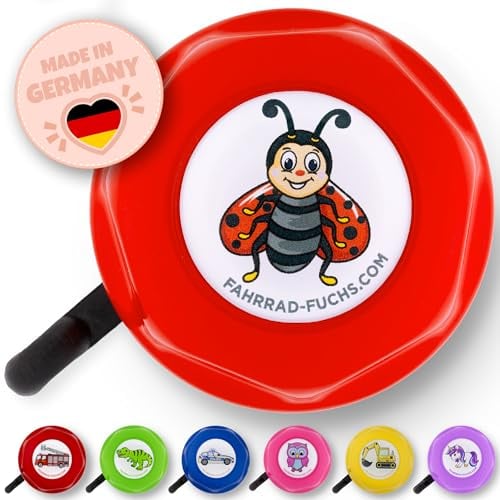 Fahrradklingel Kinder - Marienkäfer Rot - Fahrradklingel Mädchen, Klingel Fahrrad Kinder, Klingel Kinderfahrrad, Laufrad - klingelt laut, einfache Montage