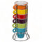 MIJOMA Juego de 6 Tazas de Espresso Coloridas con Soporte Cromado Tazas apilables de gres para Ahorrar Espacio, 60 ml, aptas para lavavajillas para el hogar Moderno, MIJ-239108