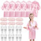 LYCN Lot de 6 peignoirs kimono en satin pour filles avec 6 masques pour les yeux en soie et 6 paires de pantoufles, peignoirs de bain d'anniversaire pour fille, vêtements de nuit pour mariage, fête