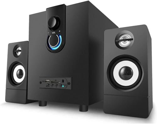 VipMan PC Speakers, 2.1 Active Wooden Multimedia Speakers Subwoofer Computer Speakers for Desktop PC Accessories Home Office