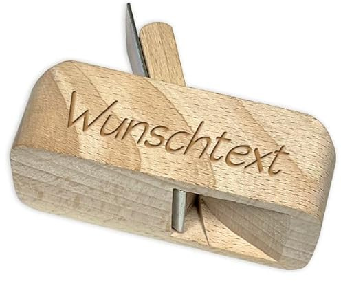Flaschenöffner als Mini-Hobel mit personalisierter Lasergravur, gravierter Wunschtext, Geschenk für Freunde, Papa, Mama, deine Liebsten, aus Metall & Holz, 9cm x 6cm