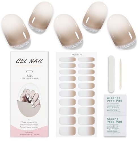 JMEOWIO Nagelfolie Glitzerweiß Gel Nagelfolien Selbstklebend Nail Sticker Uv Härtend Dekoration Nageldesign Zubehör