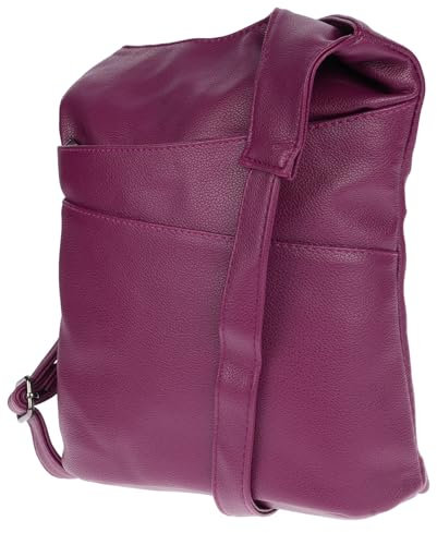 Christian Wippermann Damen Tasche Schultertasche Umhängetasche Crossover Bag Leder Optik Handtasche Pflaume