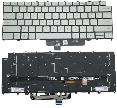 Tastatur für Dell XPS 13-9315 (nicht für XPS 13-9315 2-in-1) Laptop 0PTT23 PK133Q73C00 DLM21K1 US-Layout, grauweiß, mit Hintergrundbeleuchtung und Schraubendreher