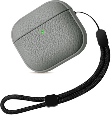 Teyomi Hülle Kompatibel mit AirPods 4. Generation, Leder-Touch-Design Kompatibel mit Airpods 4 Case, Schutzhülle Kompatibel mit Airpods 4 mit Handschlaufe,Fallfest, Stoßfest(grau)