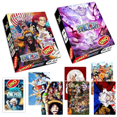 MIFKLMV One Piiece Kartenspiel, 108pcs One Piiece Karten Anime Kartenspiel Strategiespiel Trading Card Pack Ablegespiel Familienspiel Kartendeck Geburtstagsgeschenk, Kinderspiel für 2-6 Spieler