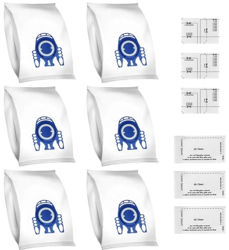 6 sacs d'aspirateur pour aspirateurs Miele GN 3D Classic C1 Complete C2 C3, S2000, S5000 et S8000 Series Sacs à poussière, 3 filtres de protection moteur et 3 filtres d'échappement