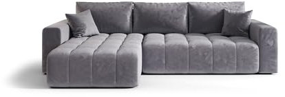 BEDANTE Ecksofa mit Schlaffunktion und Bettkasten Milo L-Form Eckcouch für Wohnzimmer Couch mit Schlaffunktion Couchgarnitur Sofa Ausziehbares Schlafsofa (Hellblau, Ottomane Links)