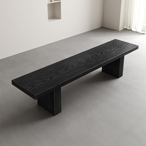 JOSIAHCQ Schwarze Holzbank Flur Sitzbank Holz Eckbank Esszimmer Hocker Küchenbank Esszimmerbank Bettbank Fußhocker Garderobenbank Ottoman für Schlafzimmer Küche Eingang Garderobe(180CM/71IN)