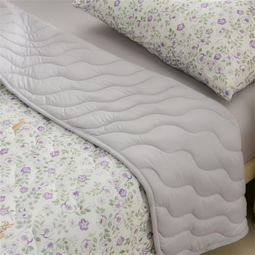 Chickwin Tagesdecke Bettüberwurf Gesteppt für Einzelbett Doppelbett, Flaumig Reversible Mikrofaser Tagesdecke Schlafzimmer Steppdecke Überwurf Sofaüberwurf (Lila Blumen,180x200cm)