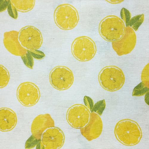 ONECHANCE Baumwollstoff Obst Stoff Meterware 100x150cm Baumwollstoffe Bedruckt Dekostoffe für Nähen Crafts DIY Color Zitronen Size 1 Meter