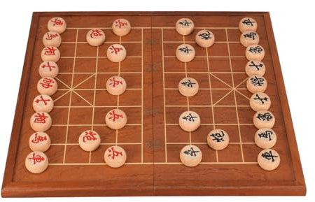 IYUESQ Jeu d'échecs Chinois Portable en Bois de hêtre Xiangqi avec Plateau Pliable en Bois, Jeu de stratégie pour 2 Joueurs (2,6 cm/1 po)